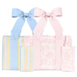 The Tote Duo- Ballet Pink Afternoon Ros?? Bow & Cabana Stripe Bow