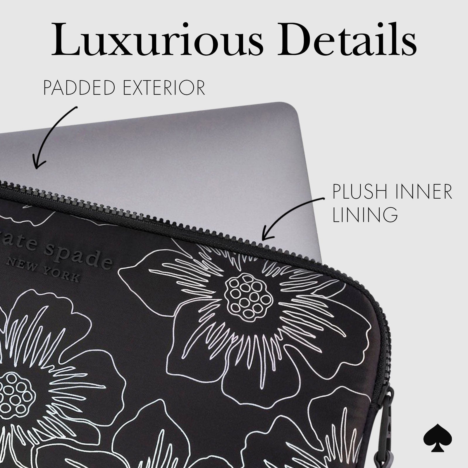 kate spade new york Hollyhock Iridescent Black Puffer Sleeve - Laptop Sleeve 16 - Image 3