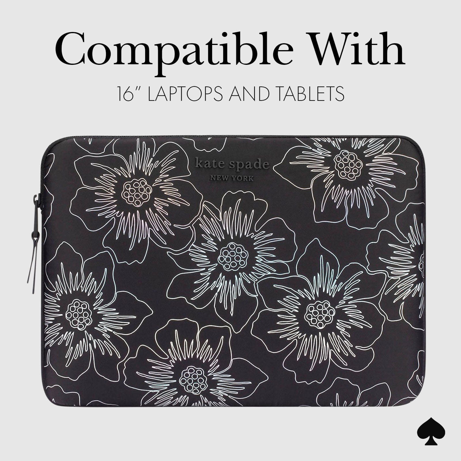 kate spade new york Hollyhock Iridescent Black Puffer Sleeve - Laptop Sleeve 16 - Image 4