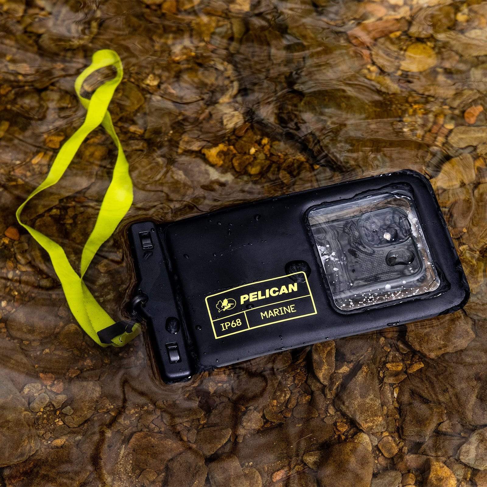 Pelican Marine Waterproof Floating Pouch XL (Black/ Hi Vis Yellow) - Phone Pouch - Image 6
