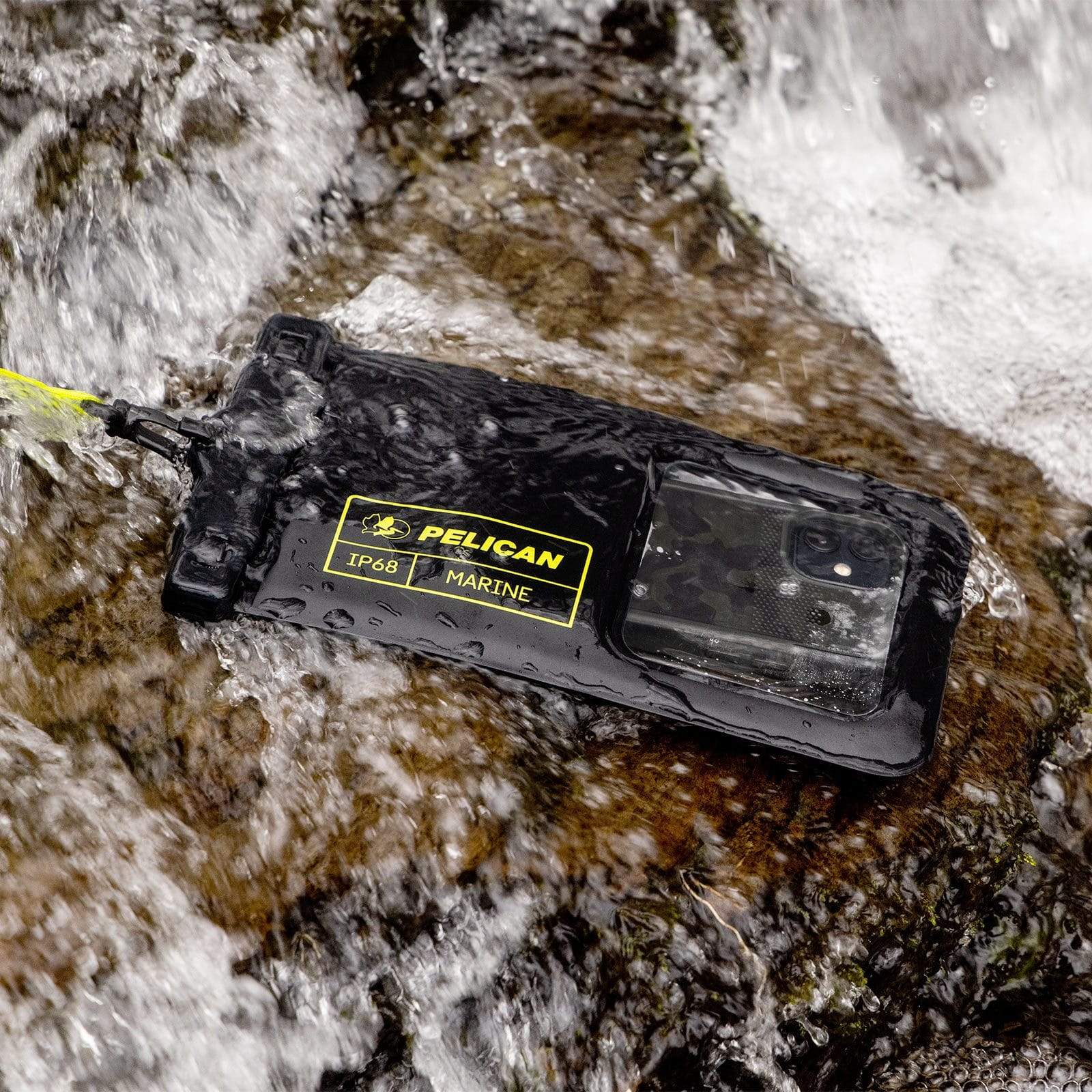 Pelican Marine Waterproof Floating Pouch XL (Black/ Hi Vis Yellow) - Phone Pouch - Image 3
