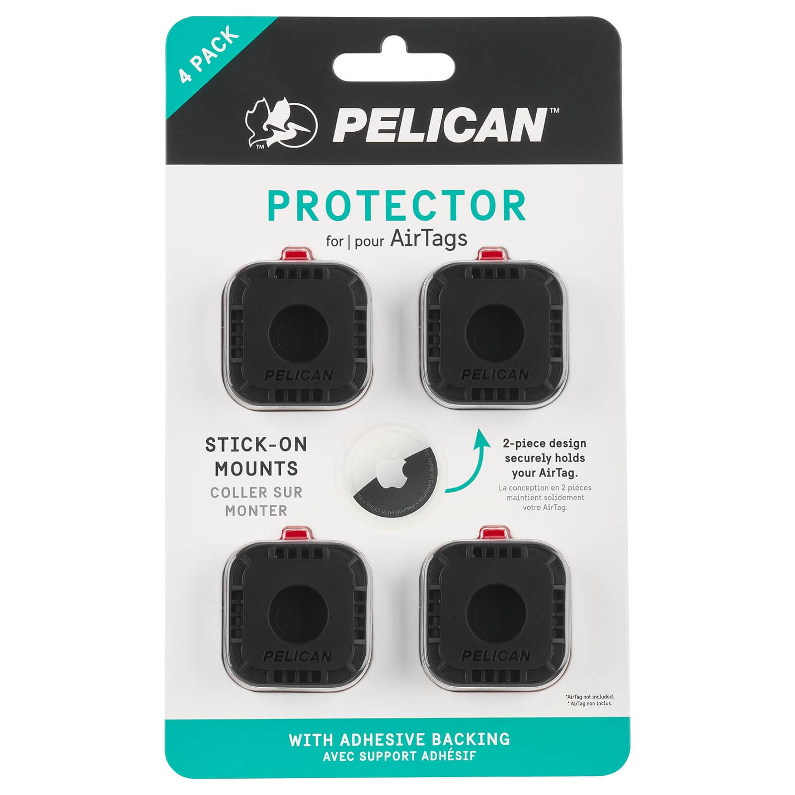 Pelican Protector AirTag Sticker Mount 4 Pack (Black) - AirTag Case - Image 5