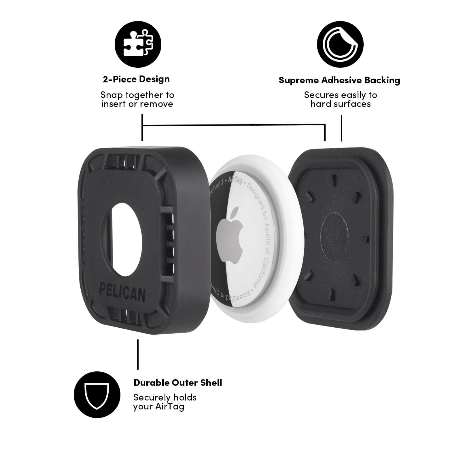 Pelican Protector AirTag Sticker Mount 4 Pack (Black) - AirTag Case - Image 3
