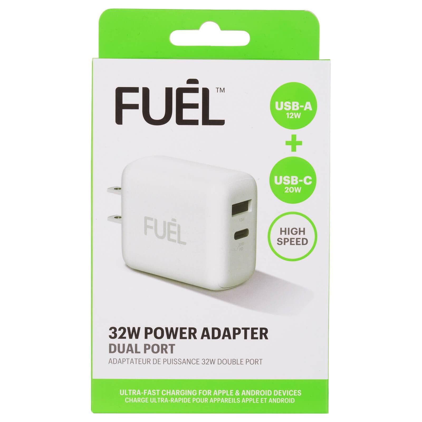 FUEL 32W Dual USB C/A Wall Charger - White - Image 7