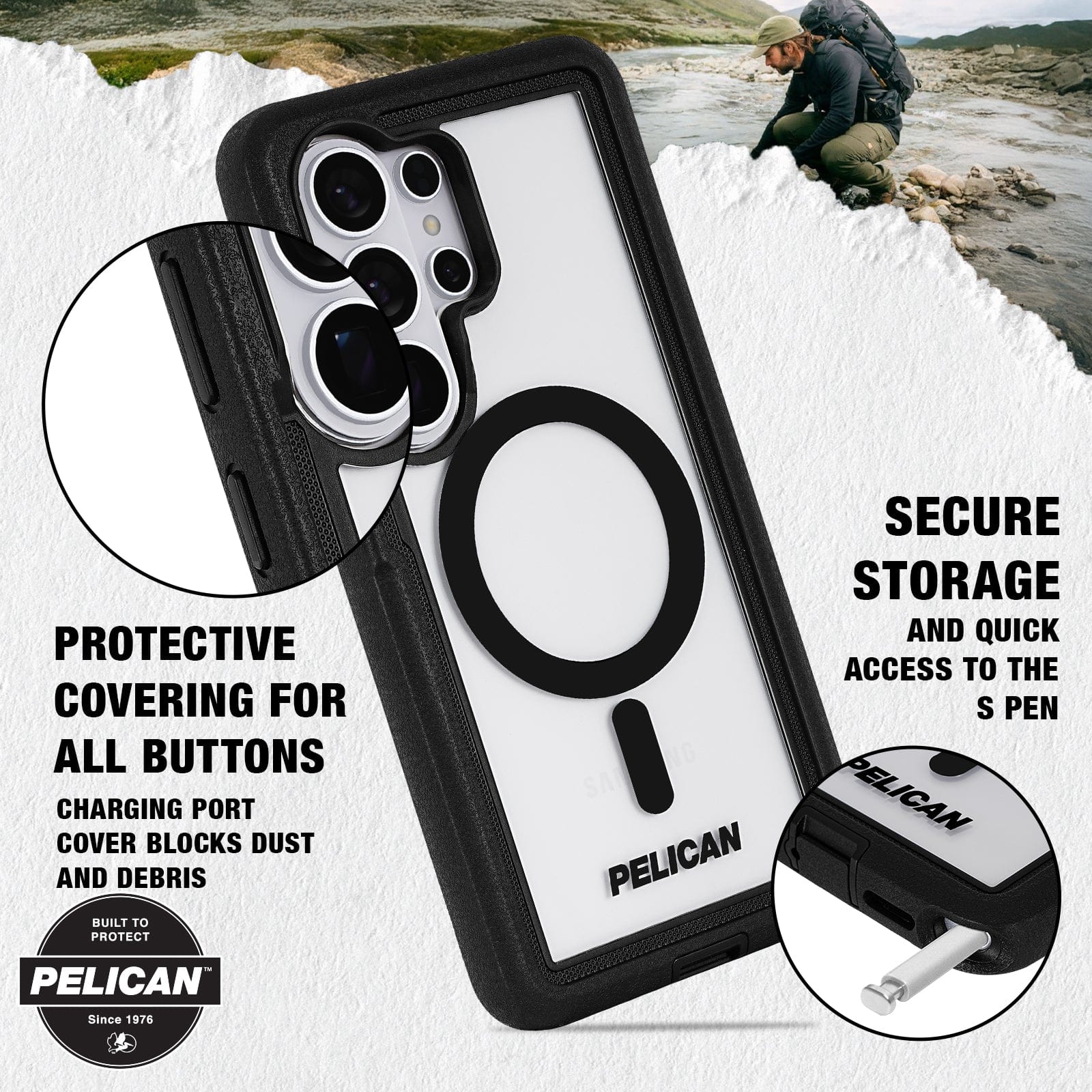 Pelican Voyager Clear/Black with Holster and Magnet - Galaxy S26 Ultra - Image 8